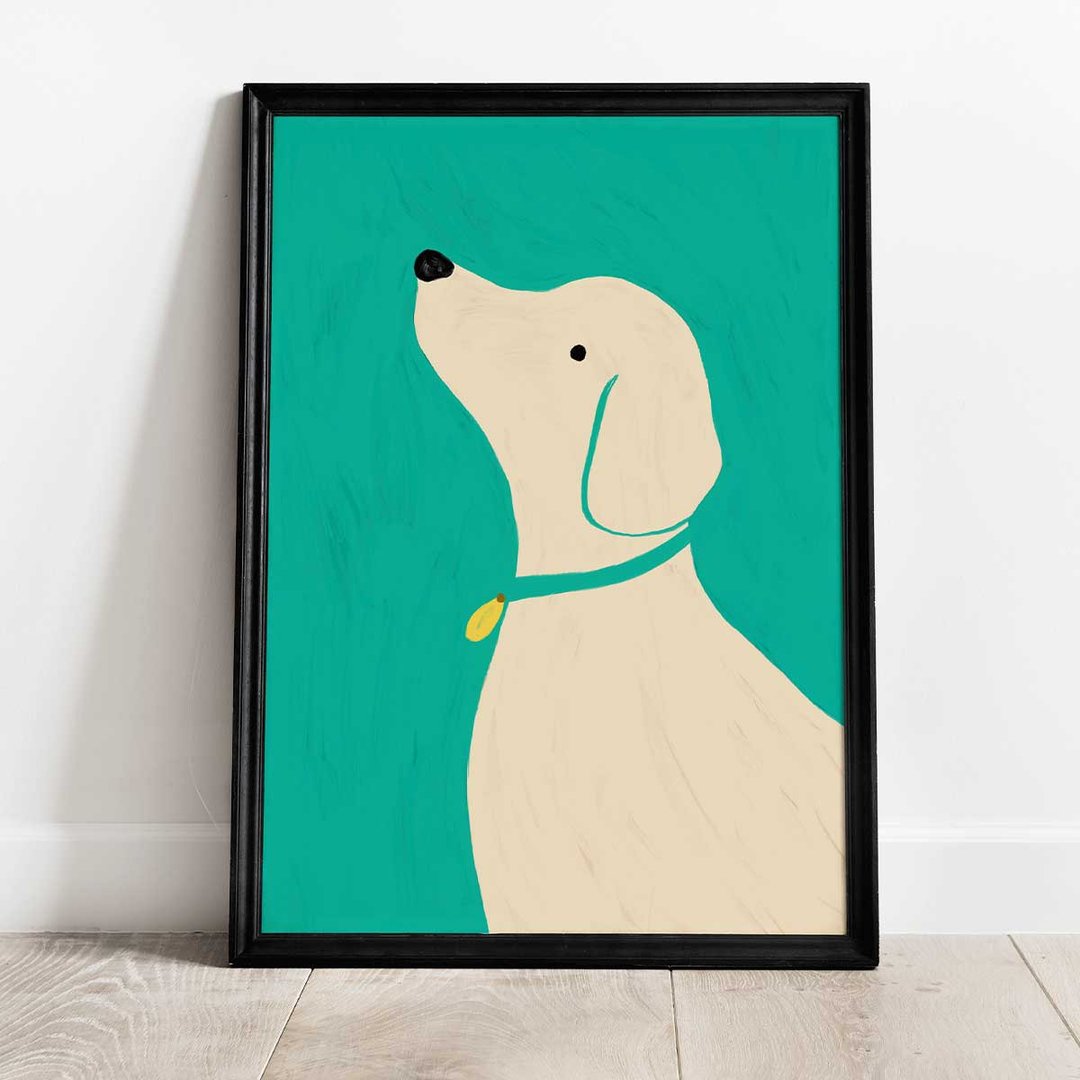 WHITE DOG | Art print (A3) - 海报/装饰画/版画 - 纸 绿色