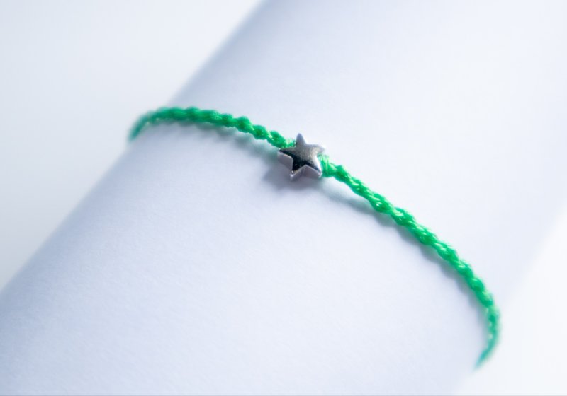 姐妹礼物.925纯银星星手工编织- 幸运手环- GRASS GR - 手链/手环 - 纯银 绿色