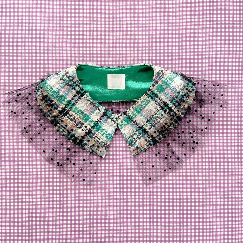 Colorful French fancy tweed false collar - 其他 - 棉．麻 绿色