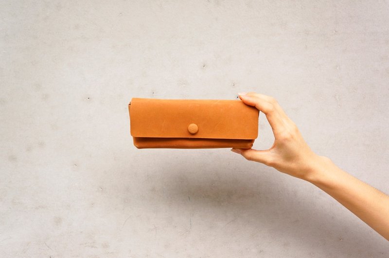 立体式铅笔袋/眼镜袋(可定制刻字)  - 铅笔盒/笔袋 - 真皮 橘色