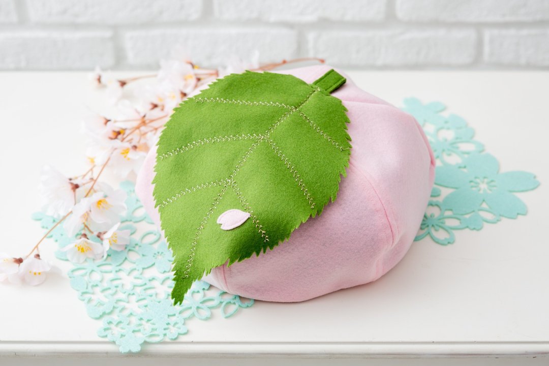 [Japanese confectionery hat] Sakura mochi hat for adults only - 帽子 - 羊毛 粉红色