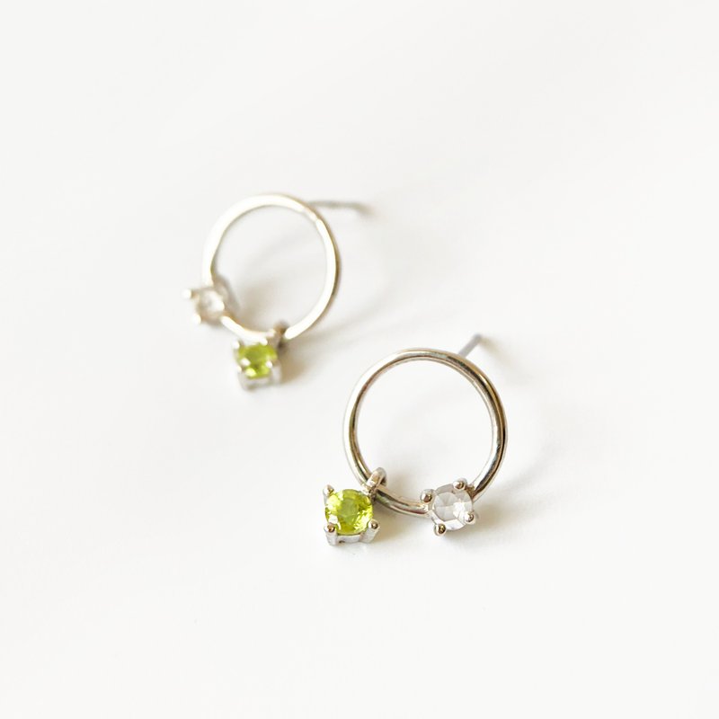 2件85折 | 美国橄榄石纯银耳环 (肉眼无暇) - 耳环/耳夹 - 纯银 