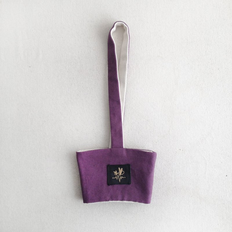 紫色 素面 帆布 极简 饮料提袋 - 随行杯提袋/水壶袋 - 棉．麻 紫色
