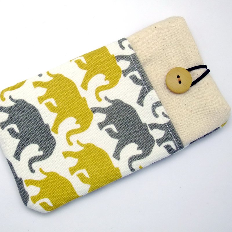 定制化电话包 手机袋 手机保护布套例如 iPhone - 大象(P-119) - 手机壳/手机套 - 棉．麻 卡其色