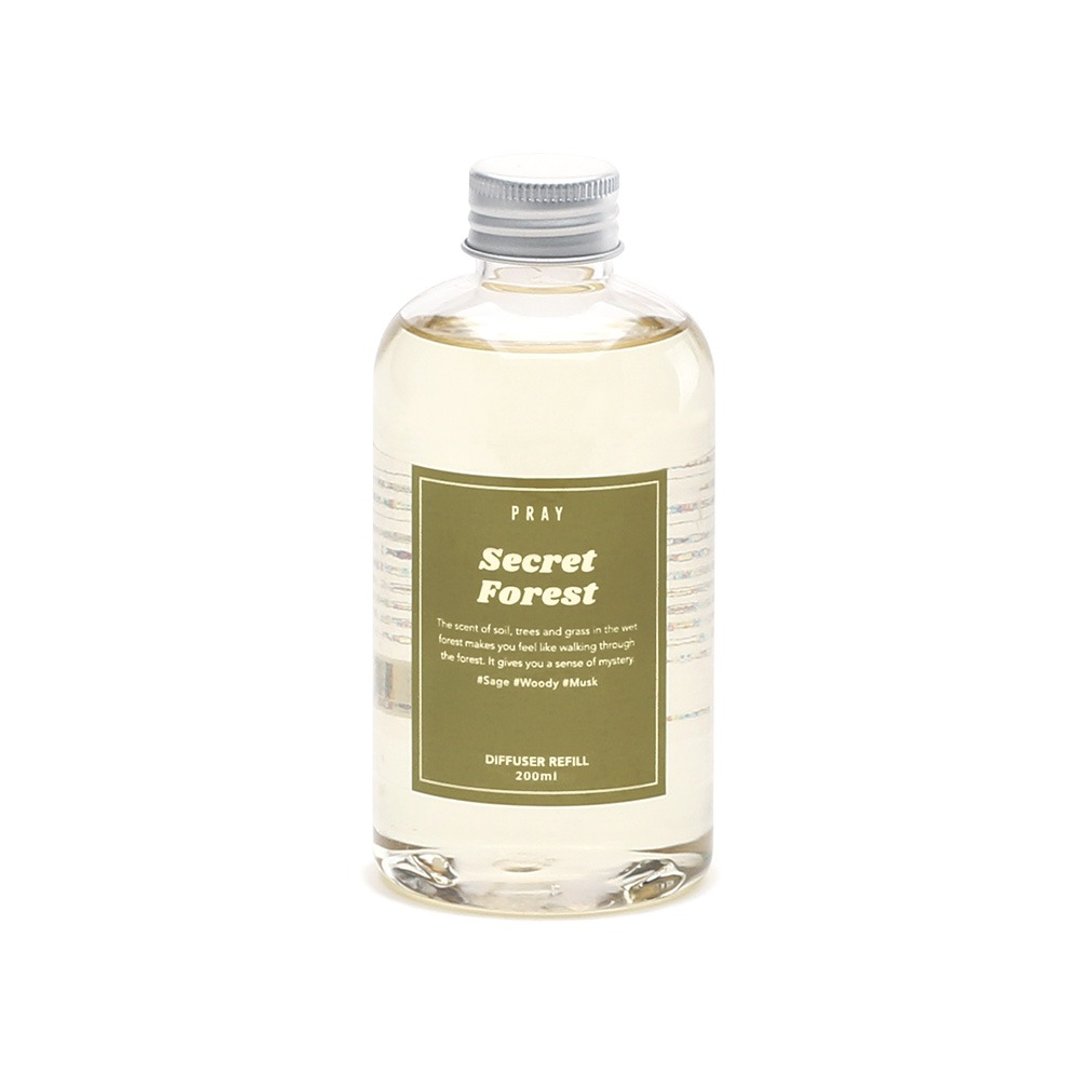 【韩国 PRAY】芦苇扩香液补充瓶- 秘密森林 /200ml - 香薰/精油/线香 - 塑料 绿色