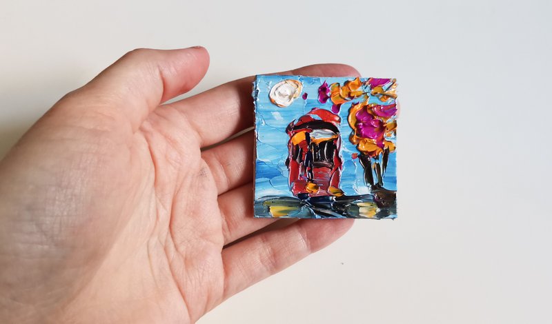 手工油畫 Tram Japanese 油畫原作 Painting Hand Painted 油畫 by Verafe - 海报/装饰画/版画 - 压克力 红色