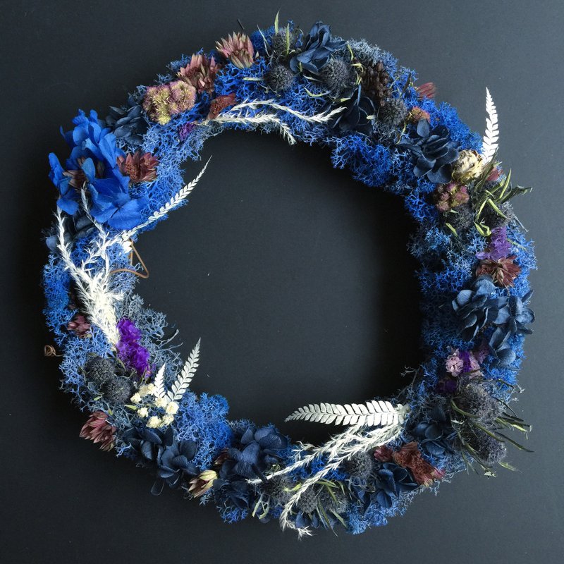 ✦ Galaxy银河漫步 ✦ 蓝色系干燥花圈-大 / 干燥花手作 / 生日礼 居家摆饰 店面陈设 - 植栽/盆栽 - 植物．花 蓝色