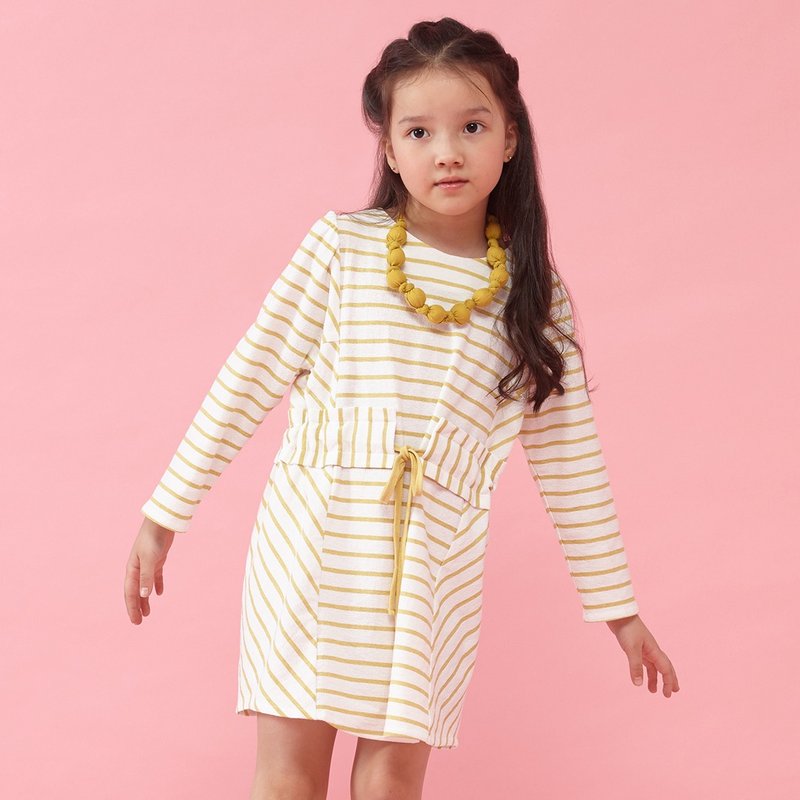 Ángeles-封腰设计条纹洋装 (8-10岁) - 其他 - 棉．麻 