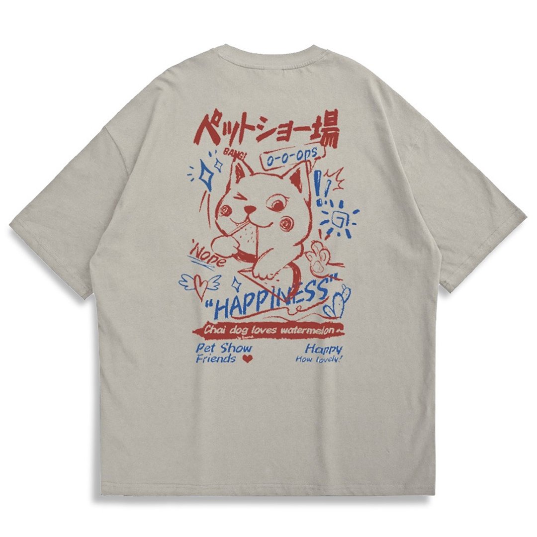 【CREEPS】Shiba and Watermelon V1 宽松重磅印花T恤 - 男装上衣/T 恤 - 棉 多色