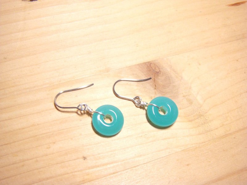 柚子林琉璃 - 蓝色汽水糖 - 甜甜圈造型 - 可另改夹式 - 耳环/耳夹 - 琉璃 蓝色