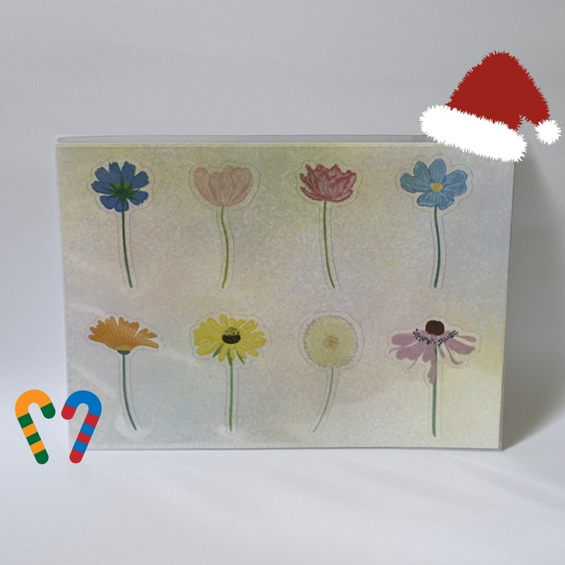 二支花花 透明贴纸 手绘 花草 手帐  圣诞 交换礼物 贴纸 - 贴纸 - 纸 