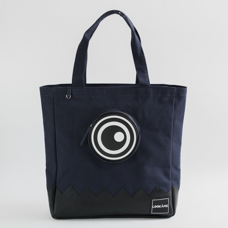 单眼怪兽托特包-海军蓝 - 侧背包/斜挎包 - 其他材质 蓝色