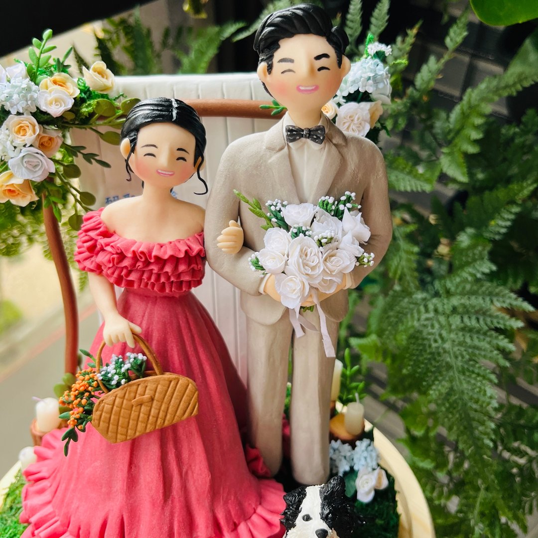 【定制 + 灯。双人】结婚贺物、订婚纪念、求婚礼物、纪念日公仔 - 订制画像 - 粘土 多色