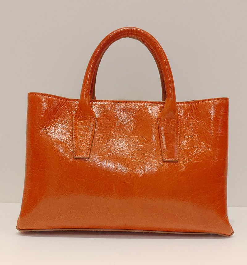 意大利真皮亮橘色手提小包 - 侧背包/斜挎包 - 真皮 橘色