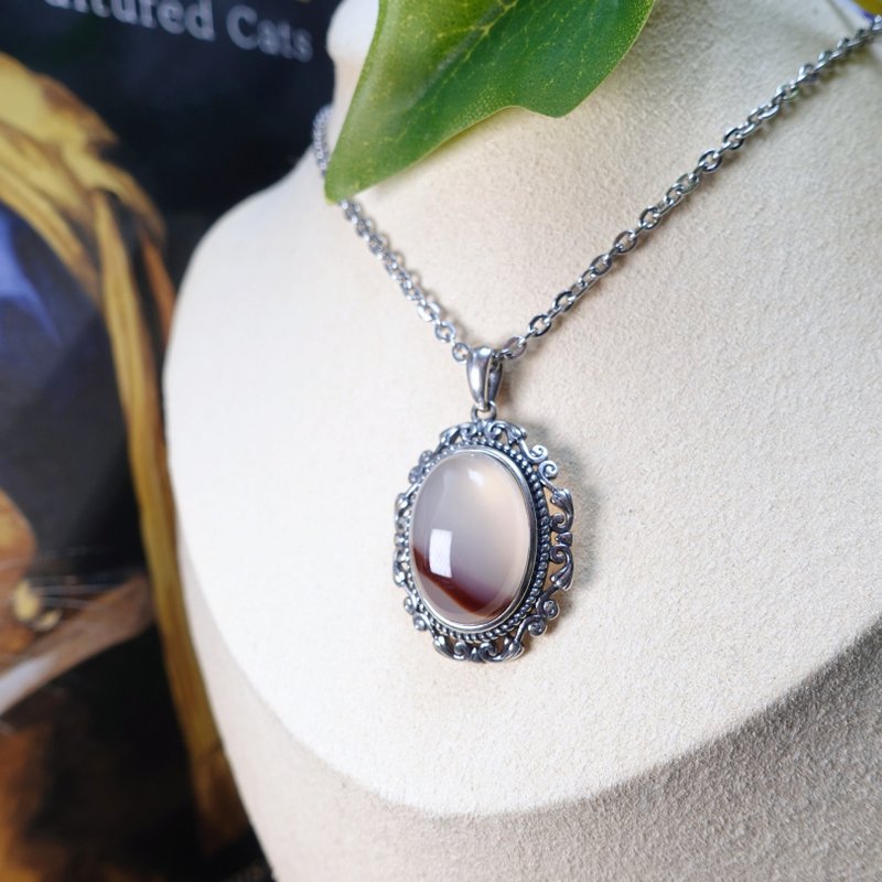 蓝玉随 稀有玛瑙共生 独一无二 透亮水润光泽 纯银项链 手工订制 - 项链 - 纯银 透明