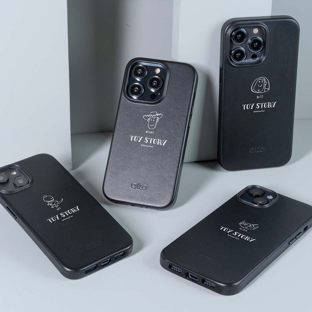 迪士尼系列 - 经典防摔皮革手机壳 iPhone 14系列 - 涂鸦系列 - 手机壳/手机套 - 真皮 黑色