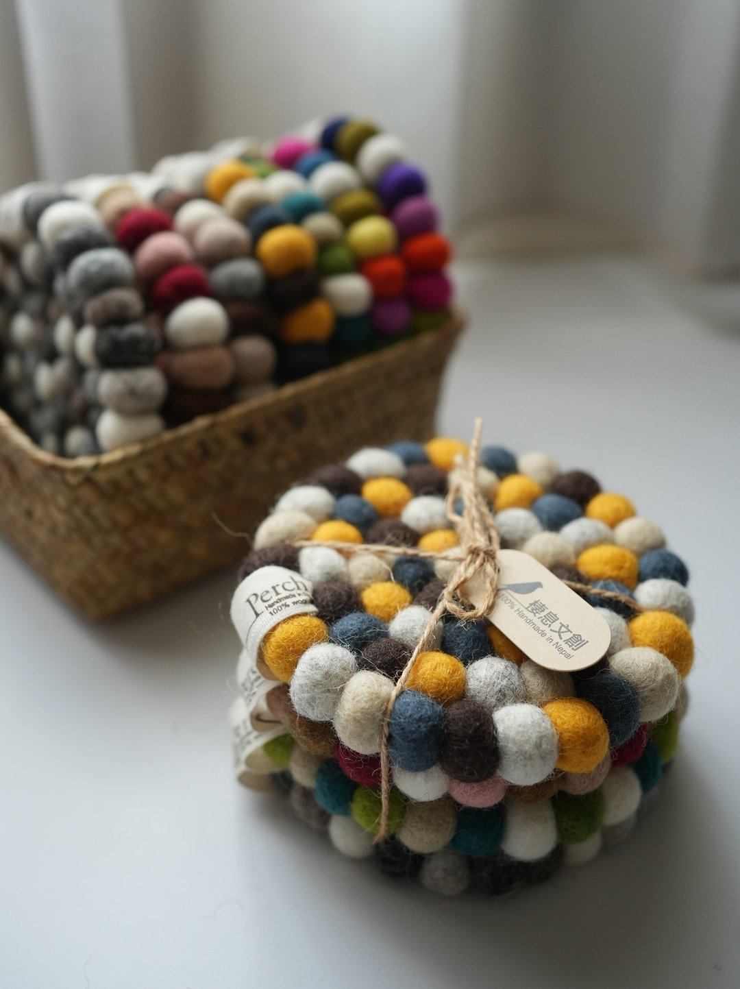 100% Wool 羊毛毡手工隔热垫 颂钵垫_公平贸易 - 杯垫 - 羊毛 卡其色