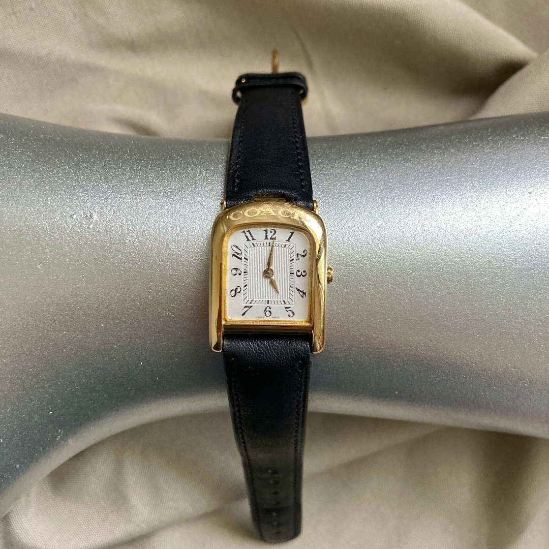 COACH 瑞士 经典马蹄形立体logo表壳 真皮表带 古董表 vintage - 女表 - 其他材质 金色