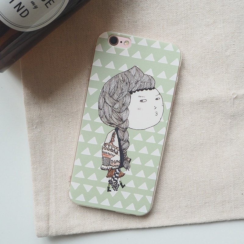 我戴的不是假发啦/包子小姐/上下全包保护套/原创设计手机壳/iphone8/可定制 - 手机壳/手机套 - 塑料 绿色
