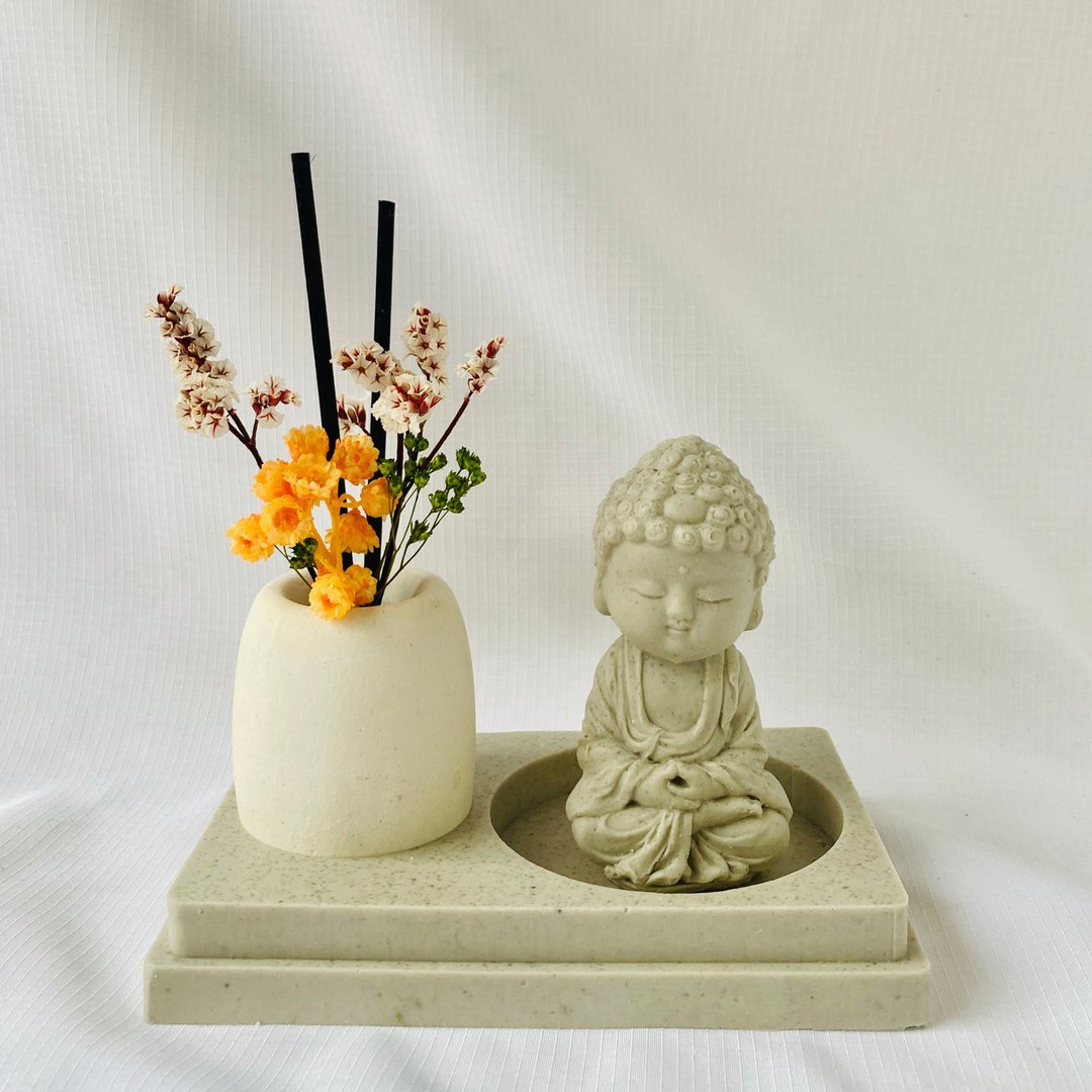 弹性水泥 净念吉祥小佛之培德 香氛摆饰 清水模摆饰 软水泥家饰 - 玩偶/公仔 - 水泥 银色