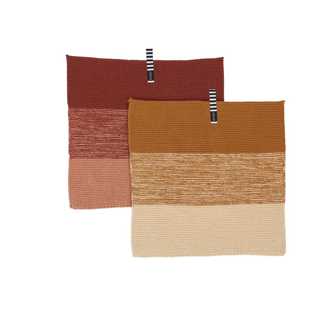 尼吉渐层有机棉小方巾 - 2入 - Dark Caramel /Rubber - 厨房用具 - 棉 多色