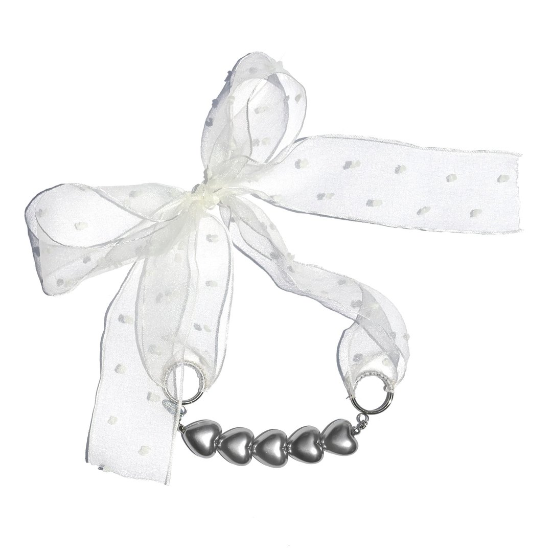 KDNP Silver Heart Scarf_Ivory - 丝巾 - 其他材质 白色