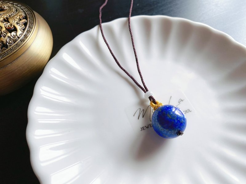 【售出】翡翠 护身药师珠 青金石 手作吊坠 水晶 项链 礼物 长辈 - 吊饰 - 水晶 蓝色