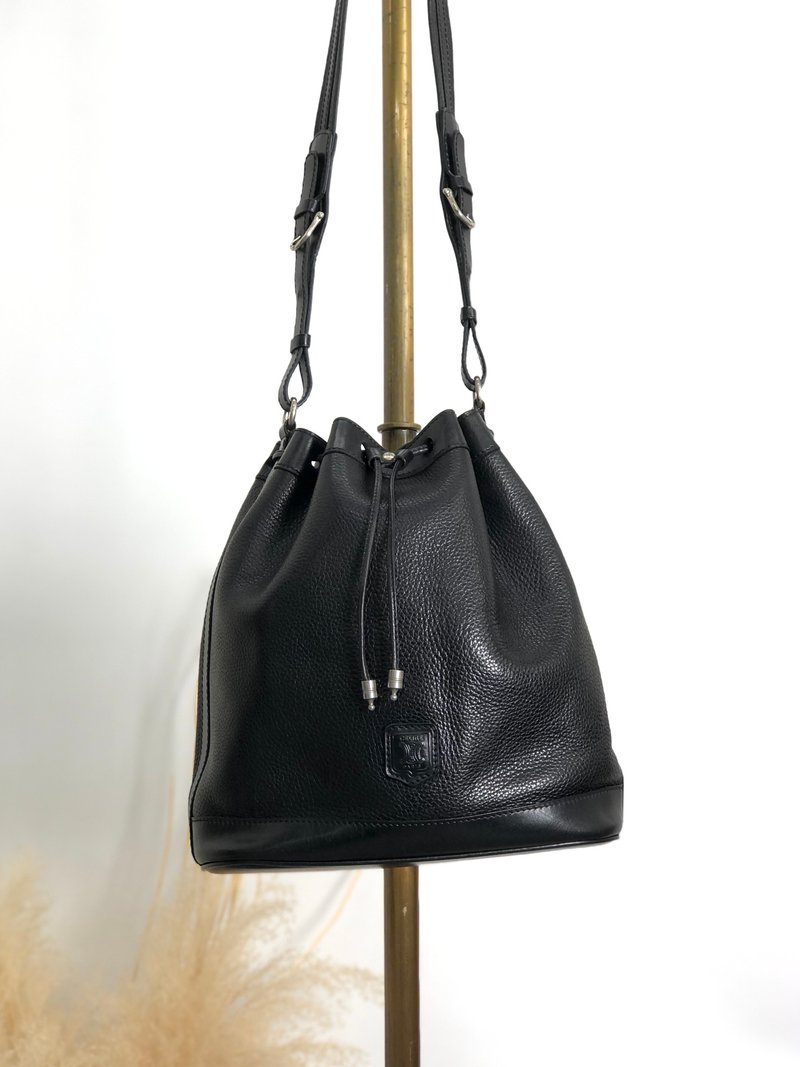 【日本直送，品牌二手包】CELINE 单肩包，黑blazon 压花皮革，抽绳包，复古，2mfbtc - 侧背包/斜挎包 - 真皮 黑色