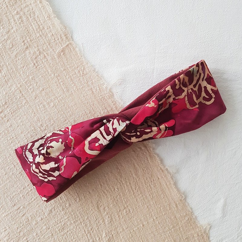 三生有幸 美国蜡染布 交叉发带/发饰 - 发带/发箍 - 棉．麻 红色