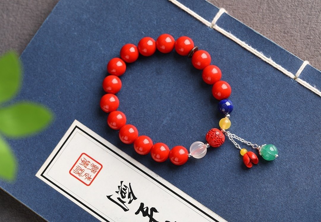 天然原矿朱砂精品红砂单圈手链10mm含量95%以上 - 手链/手环 - 宝石 