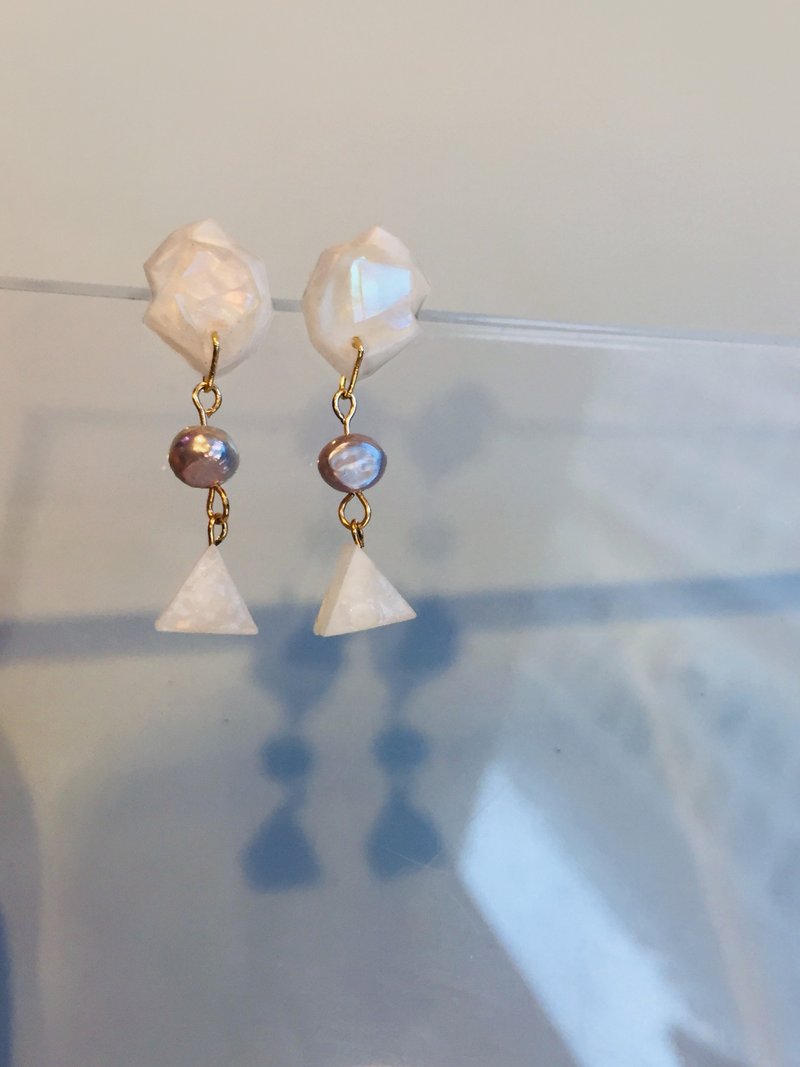 流星幻想系列-白色彗星 耳饰\耳钉 - 耳环/耳夹 - 树脂 