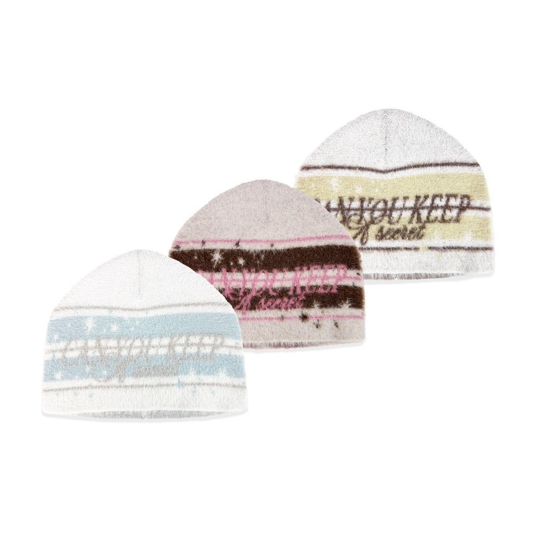 DADDY | Keep A Secret Beanie 条纹针织帽，可爱俏皮 - 帽子 - 其他材质 