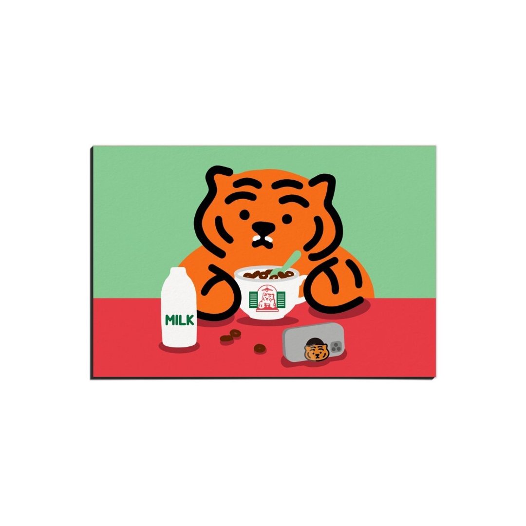 躺肥虎 老虎吃麦片 插画 明信片 - 卡片/明信片 - 纸 