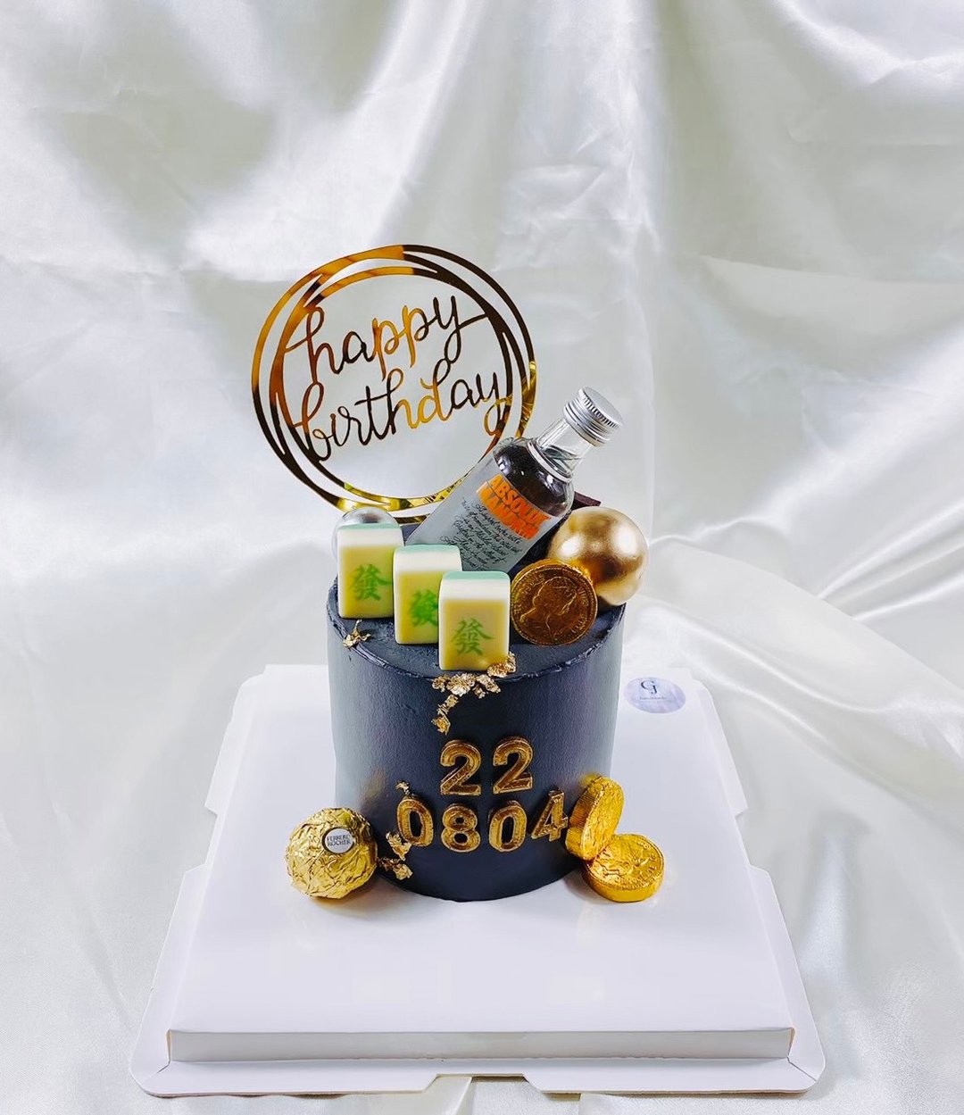 伏特加 酒 麻将 生日蛋糕 造型 定制 卡通 男友款 4 6寸 面交 - 蛋糕/甜点 - 新鲜食材 黑色