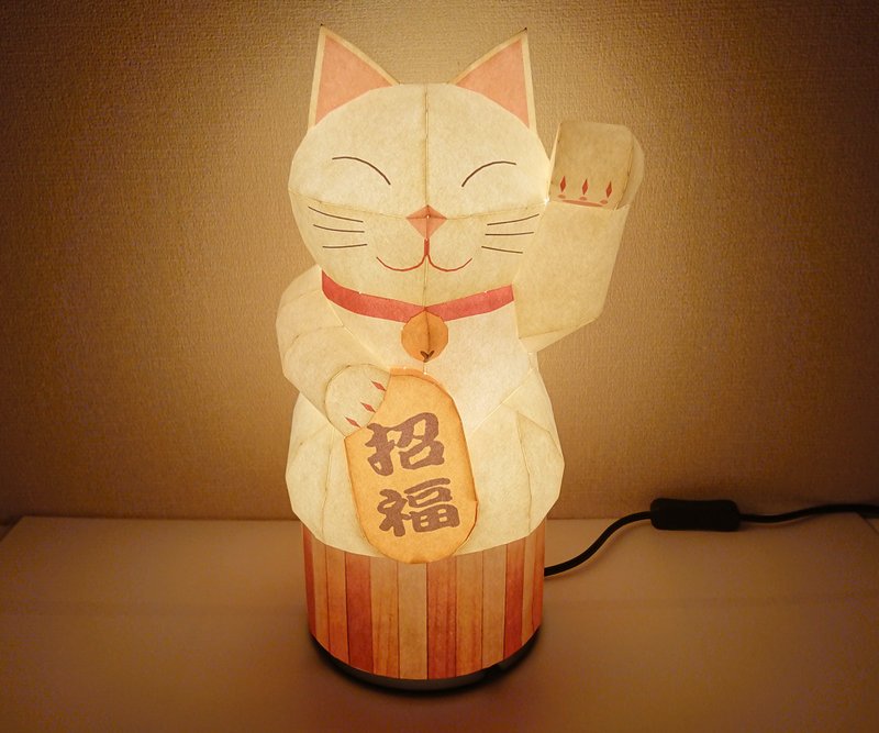 特邀猫　猫公仔　台灯灯罩日本纸灯罩 - 灯具/灯饰 - 纸 白色