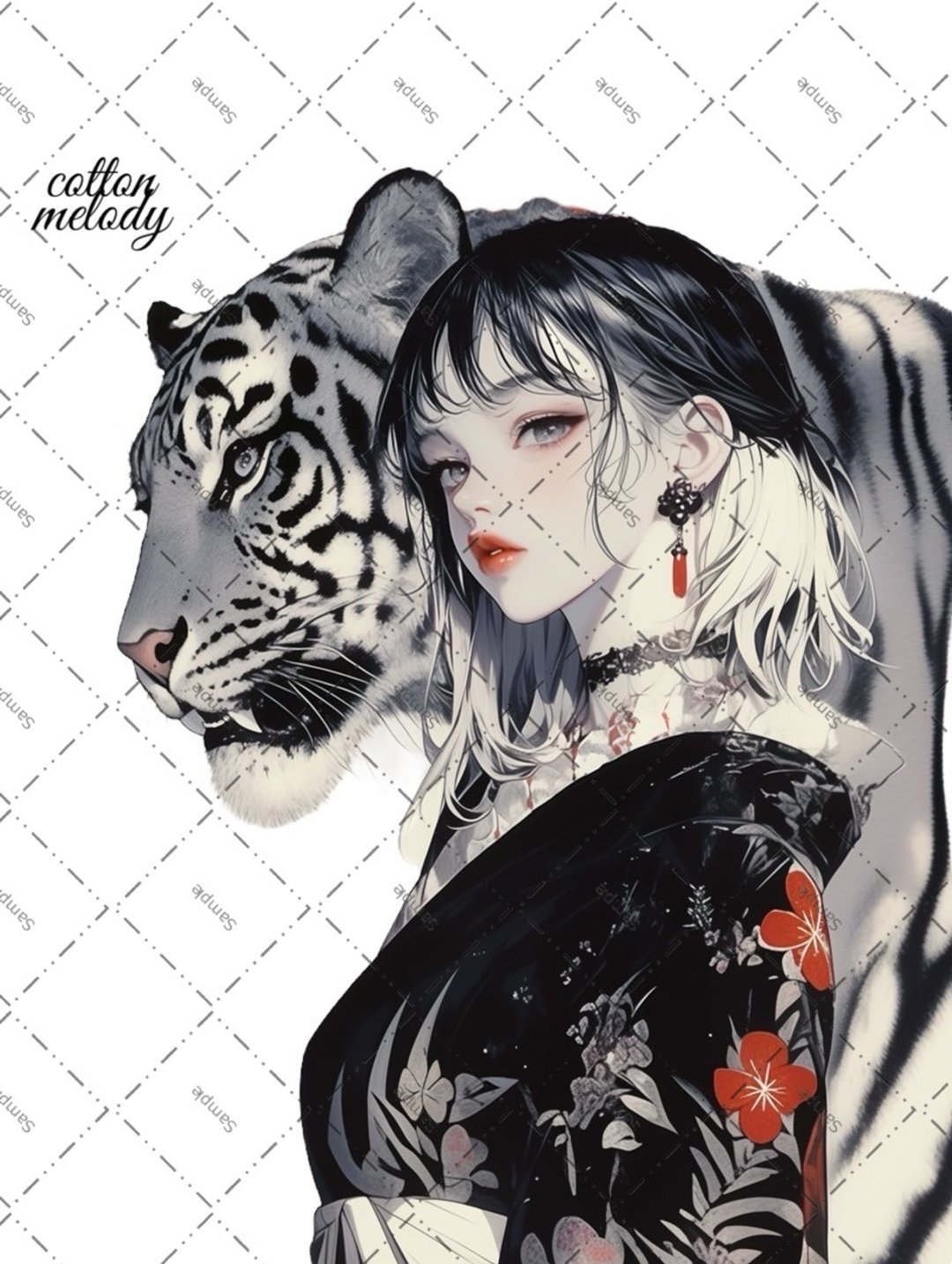 original sticker no.1794 人物贴纸 原创贴纸 原创人物贴纸 装饰贴纸 cotton melody - 贴纸 - 纸 