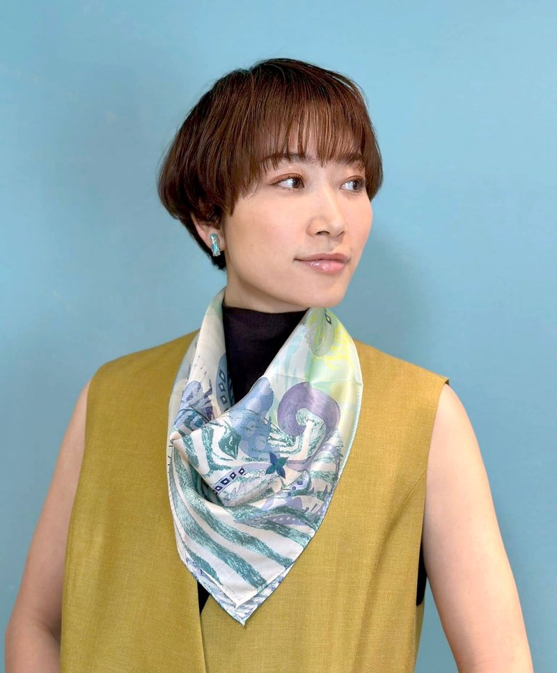 50cm 方形_丝巾_时尚斑马纹 绢丝丝巾 ChristalART - 丝巾 - 其他材质 绿色