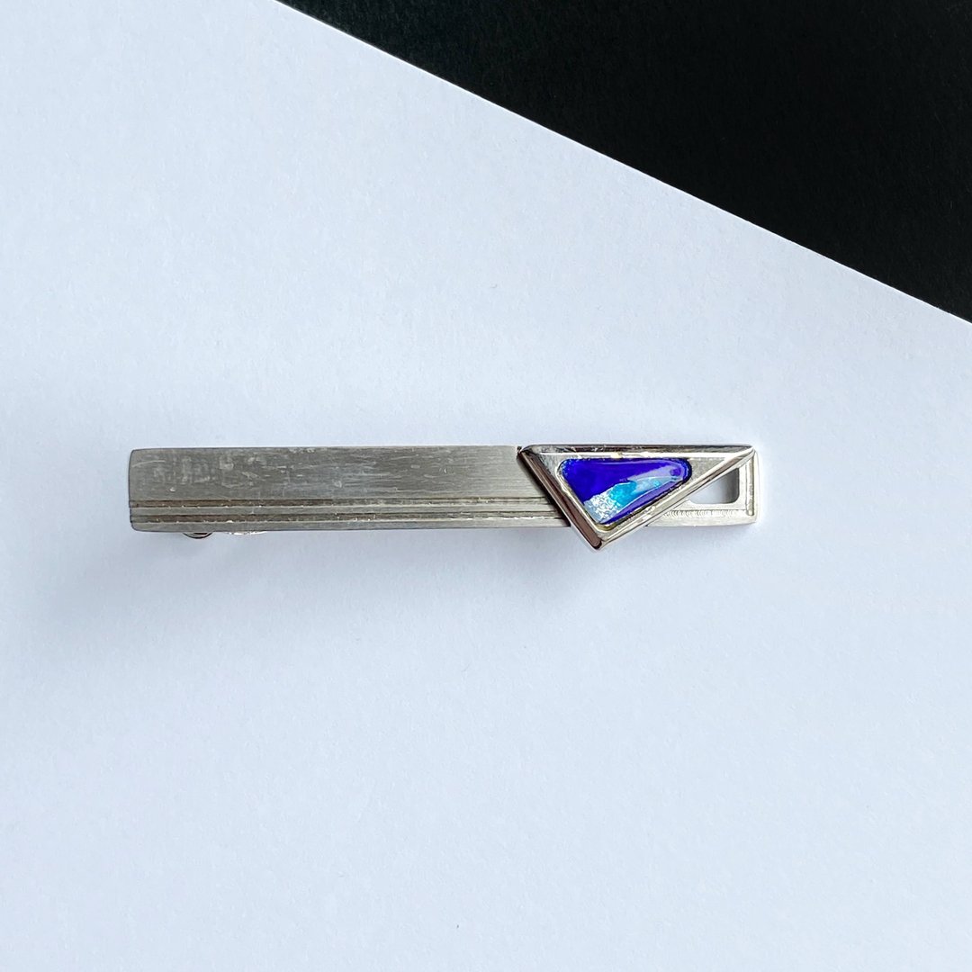 Space [Sapphire Sapphire] Cloisonne Tie Clip Pure Silver Wired Cloisonne - 领带/领带夹 - 其他材质 蓝色