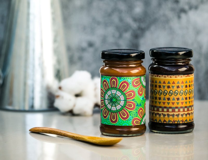 手工酱2入组 | 海盐焦糖酱 + 巧克力酱 - 果酱/抹酱 - 玻璃 咖啡色