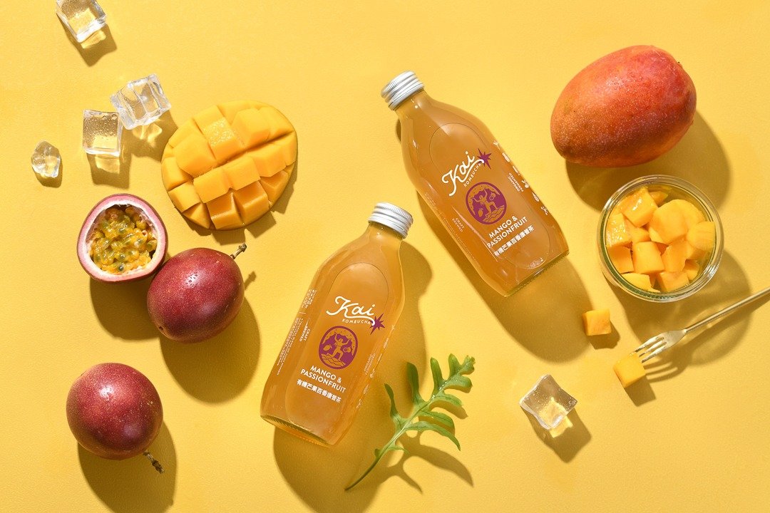 【Kai】 有机芒果百香康普茶 330ml*6瓶 有机气泡饮 - 茶 - 新鲜食材 多色