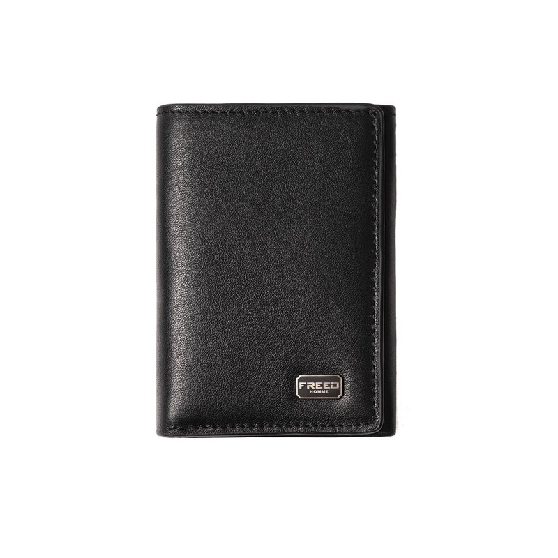 【FREED】绅士极润头层纳帕(Nappa)真皮三折短夹 - 黑色 圣诞礼物 - 皮夹/钱包 - 真皮 黑色