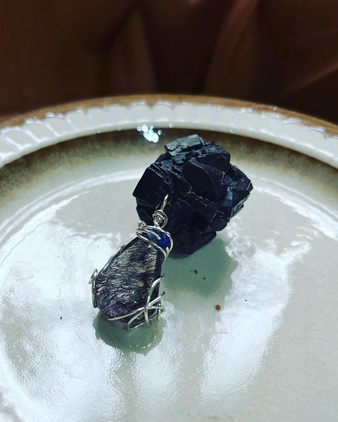精品黑发晶项链 附不锈钢链 - 项链 - 水晶 黑色