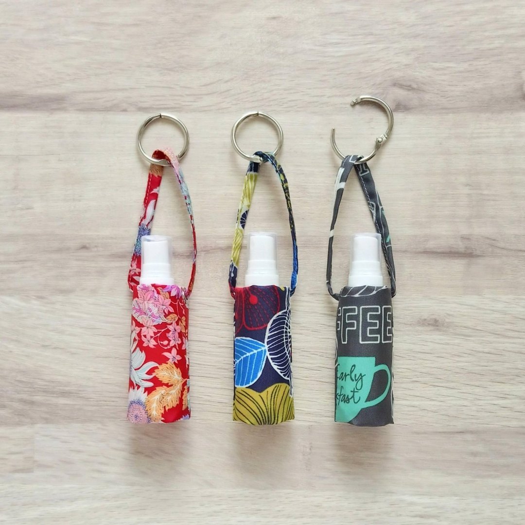 【BAC/酒精喷瓶随身袋】巴黎花卉 红 防水尼龙布 可调长短可挂! - 收纳用品 - 防水材质 红色