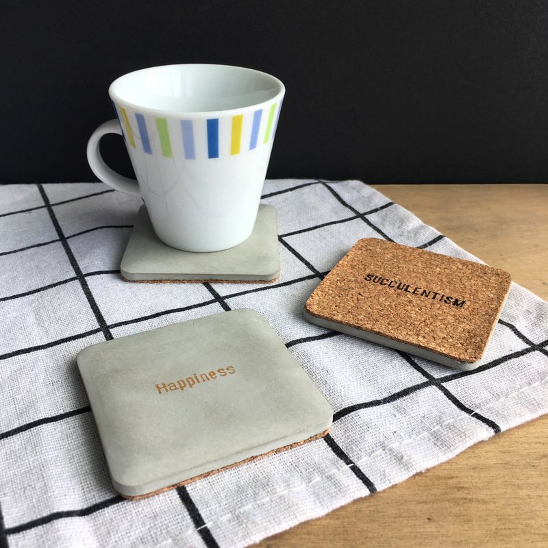 背杯杯。定制印字迷你水泥杯垫。方正正款 - 杯垫 - 水泥 灰色