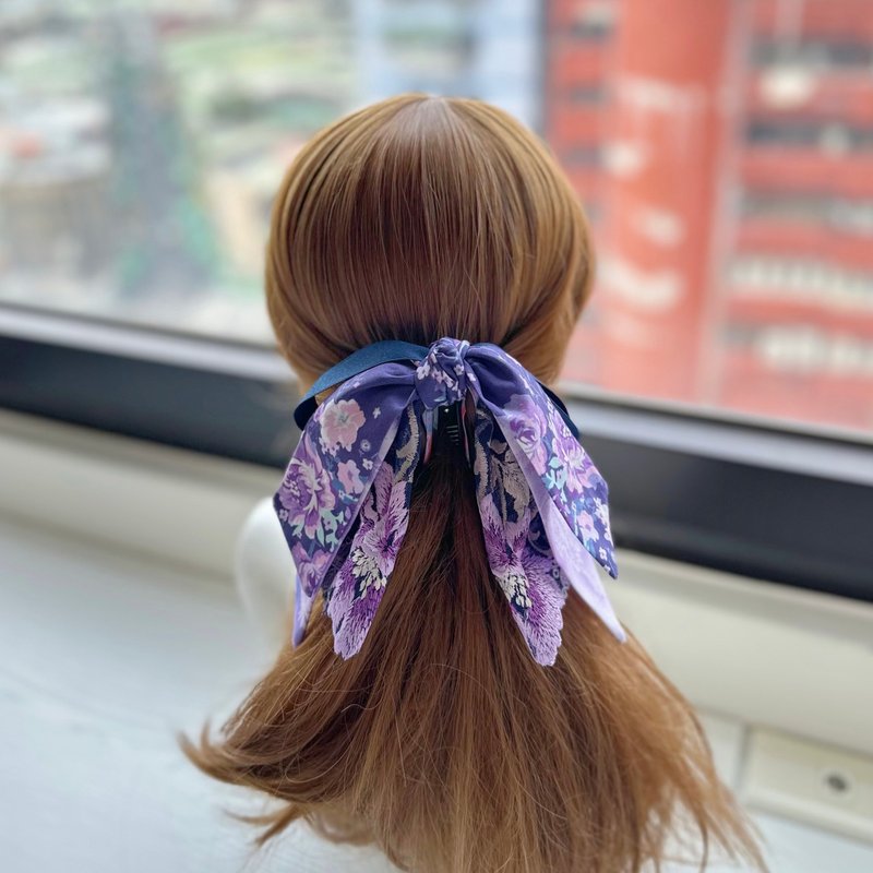 蝴蝶结蕾丝鲨鱼夹抓夹相交夹发夹发饰头饰-蓝紫色 - 发饰 - 其他材质 紫色