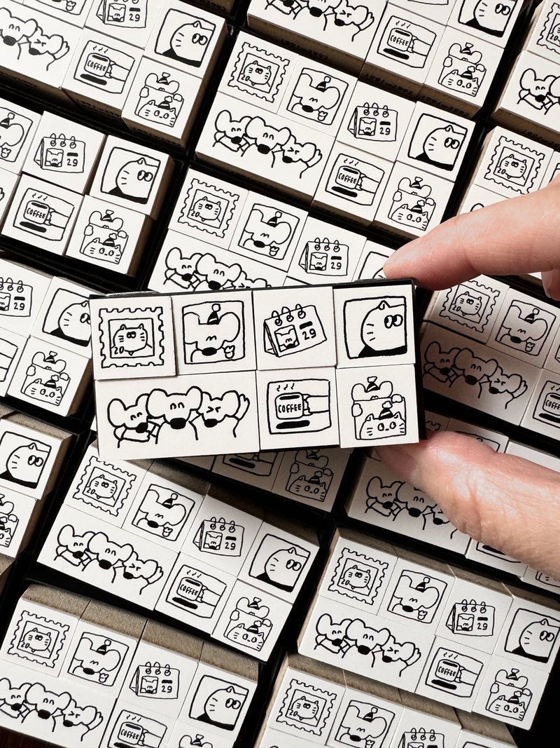 全家福//迷你印章组 - 印章/印台 - 木头 白色