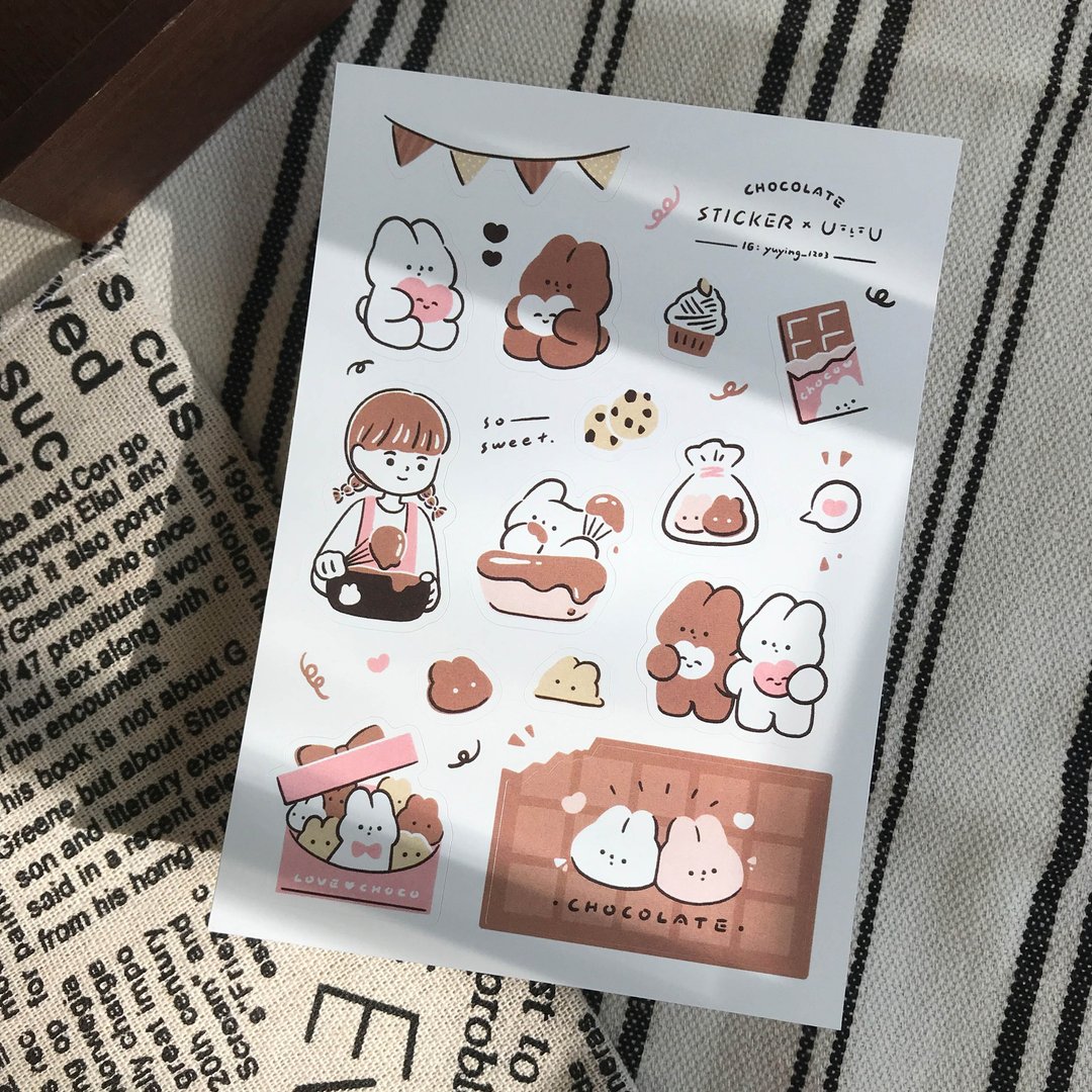 巧克力兔 刀模贴纸 - 贴纸 - 纸 白色