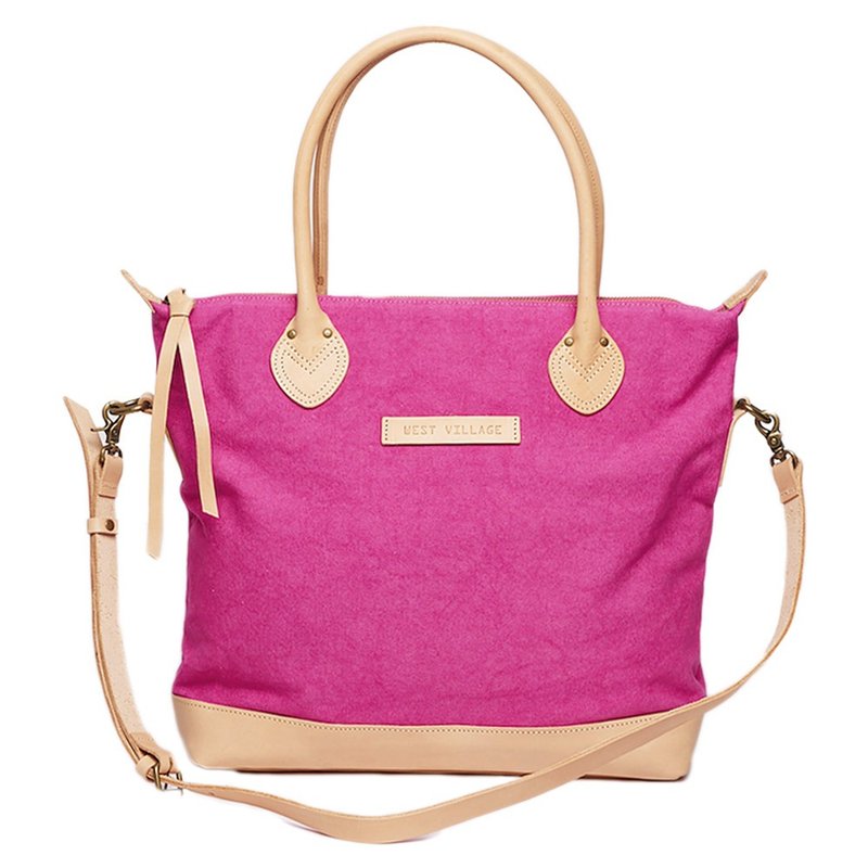 阳光男孩包 / Sunny Boy / 牛真皮手把与背带 / 桃色S / 手工限量 - 侧背包/斜挎包 - 棉．麻 粉红色