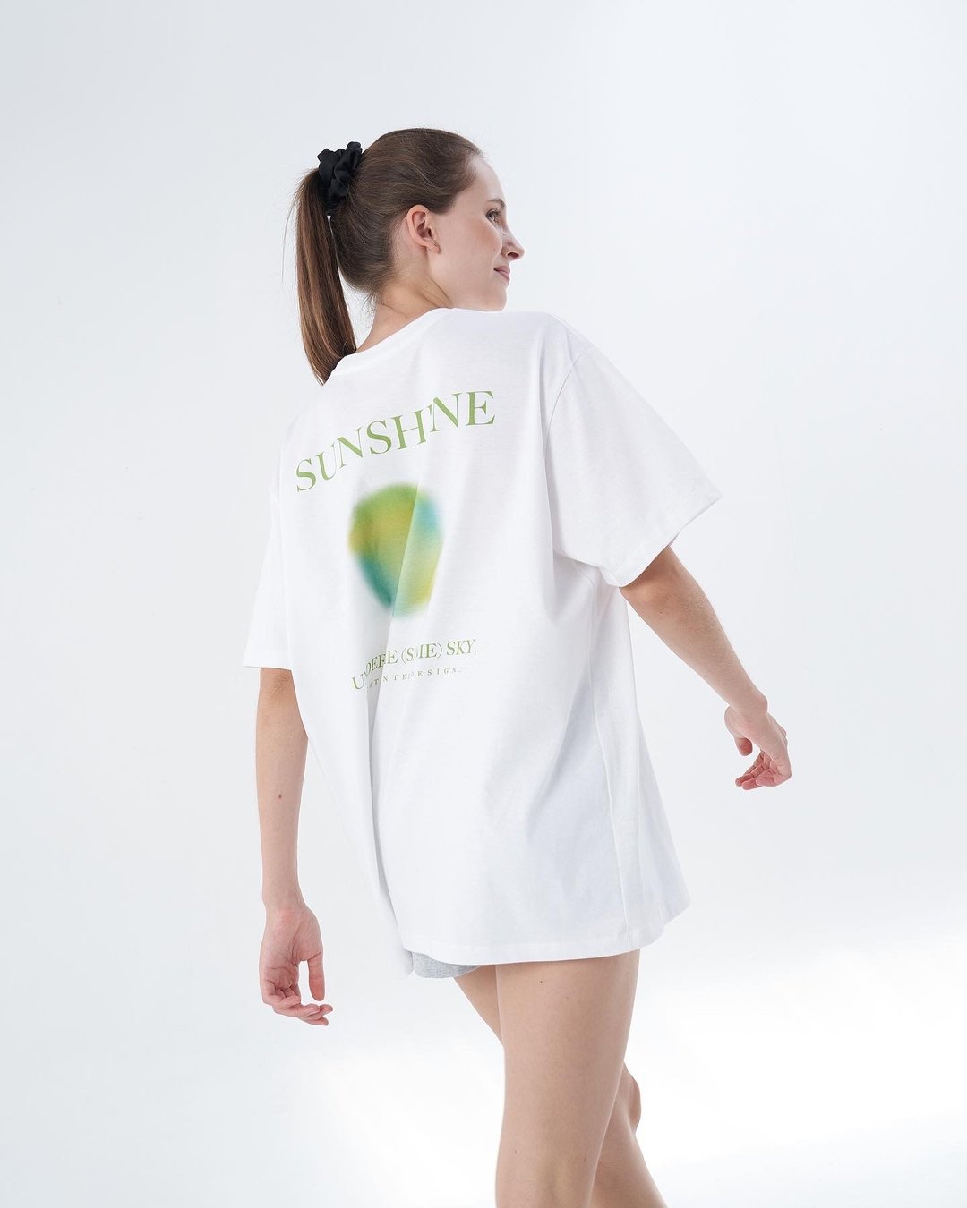 SUNSHINE 印花 Oversize Tee - 女装 T 恤 - 棉 绿色