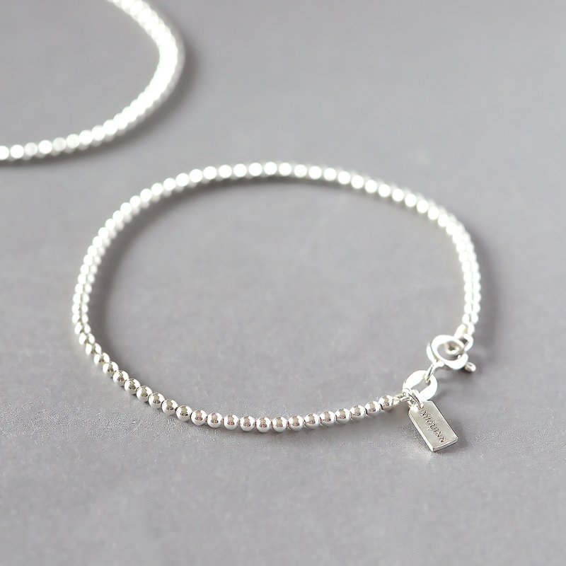 精致厚实~小珠珠2mm纯银素银手链脚链项链 - 手链/手环 - 纯银 银色